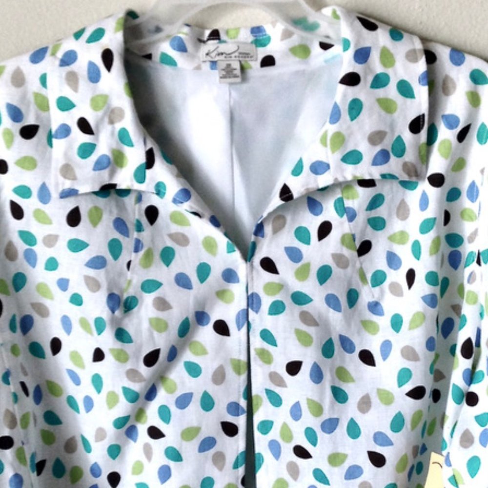 KIM ROGERS WOMEN-Multi-Color 100% Linen Jacket - Picture 3 of 12